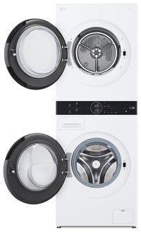 LG 3.1 Washer/4.2 Dryer Cu. Ft. Front-Load High-Efficiency Washtower™ - White - WKHC152HWA | Tour de lavage WashTowerMC haute efficacité LG à chargement frontal avec laveuse de 3,1 pi³ et séche…