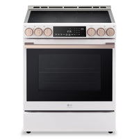 LG Studio 6.3 Cu. Ft. InstaView® Induction Range with Air Fry and Air Sous Vide - Essence White - LSIS6338NE | Cuisinière à induction LG Studio de 6,3 pi3 avec hublot InstaViewMD, friture à air et Air Sous Vide - essence blanche - LSIS6338NE | LSIS6338