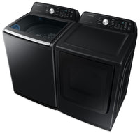 Samsung 5.3 Cu. Ft. Top-Load Washer and 7.4 Cu. Ft. Electric Dryer - Black Stainless | Laveuse à chargement par le haut de 5,3 pi³ et sécheuse électrique de 7,4 pi³ de Samsung - acier inoxydable noir | SATL350V