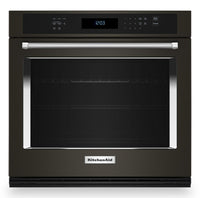 KitchenAid 27" 4.3 Cu. Ft. Electric Single Wall Oven with True Convection - Black Stainless Steel Pr… | Four mural simple électrique KitchenAid de 4,3 pi³ et de 27 po avec convection véritable - acier ino…