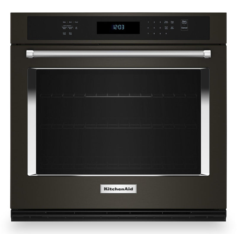 KitchenAid 27" 4.3 Cu. Ft. Electric Single Wall Oven with True Convection - Black Stainless Steel Pr… | Four mural simple électrique KitchenAid de 4,3 pi³ et de 27 po avec convection véritable - acier ino…