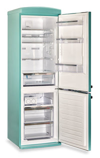 Classic Retro by Unique 24" 12 Cu. Ft. Bottom-Freezer Refrigerator - Ocean Mist Turquoise - UGP-340L T AC | Réfrigérateur Classic Rétro par Unique de 24 po et de 12 pi3 à congélateur inférieur - turquoise brume marine - UGP-340L T AC | U340LTAC