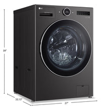 LG 5.7 Cu. Ft. Smart Front-Load High-Efficiency Steam All-in-One Laundry - Black Steel - WM6998HBA | Laveuse-sécheuse tout-en-un à la vapeur intelligente haute efficacité LG de 5,7 pi³ à chargement fro…