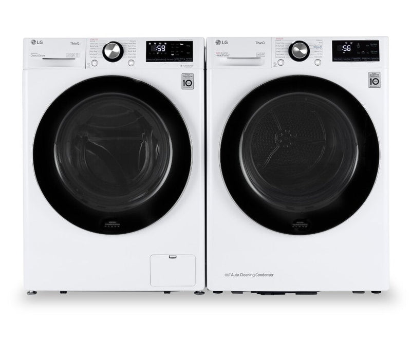 LG 2.6 Cu. Ft. Smart Front-Load Washer and 4.2 Cu. Ft. Smart Heat Pump Dryer | Laveuse intelligente chargement frontal 2,6 pi³ et sécheuse intelligente avec pompe à chaleur Heat Pump 4,2 pi³ LG | LGFL24WW