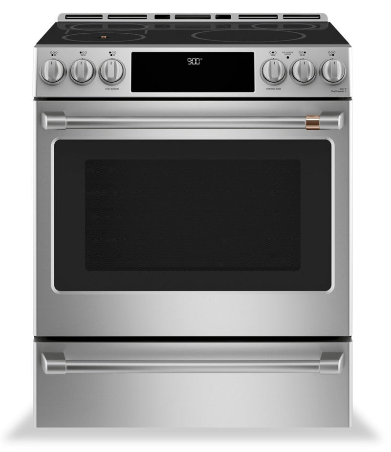 Cafe 5.7 Cu. Ft. Smart Electric Range with In Oven Camera and Cooktop Sensor - Stainless Steel - CHS… | Cuisinière intelligente électrique Café de 5,7 pi³ avec caméra dans le four et capteur sur la surfac…