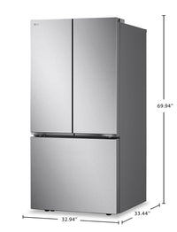 LG 33" 25 Cu. Ft. Smart French-Door Refrigerator - Stainless Steel - LF25S6000S  | Réfrigérateur intelligent LG de 33 po et de 25 pi³ à portes françaises - acier inoxydable - LF25S6000S  | LF25S60S