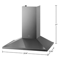 LG STUDIO 30" Wall-Mount Chimney Hood - LSHD3089BD 