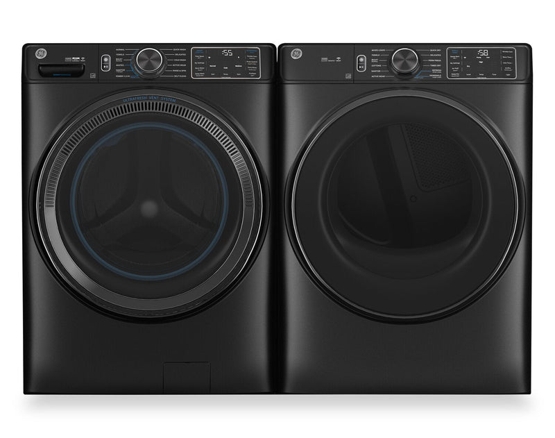 GE 5.8 Cu. Ft. Front-Load Washer and 7.8 Cu. Ft. Electric Dryer with Steam and Built-In Wi-Fi | Laveuse à chargement frontal de 5,8 pi3 et sécheuse électrique de 7,8 pi3 de GE avec vapeur et Wi-Fi intégré | GEFL6550