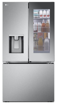 LG 36" 31 Cu. Ft. French-Door Standard-Depth MAX™ Refrigerator - Smudge Proof Stainless Steel - LRYK… | Réfrigérateur LG de 31 pi³ et de 36 po à portes françaises de profondeur standard MAXMC - acier inox…