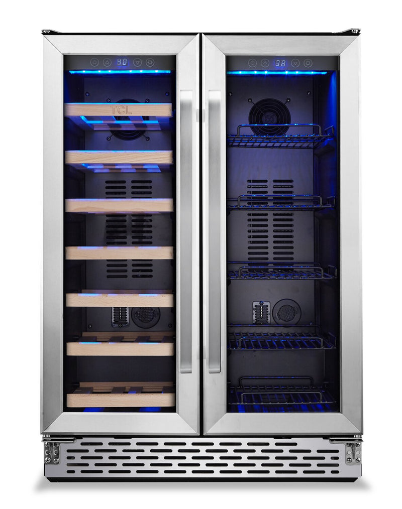 TCL 23.4" 5.3 Cu. Ft. Dual-Zone Wine Cooler - Stainless Steel - B422D-CA | Refroidisseur à vin TCL de 5,3 pi3 et de 23,4 po à 2 zones - acier inoxydable - B422DCA | TCLB442D