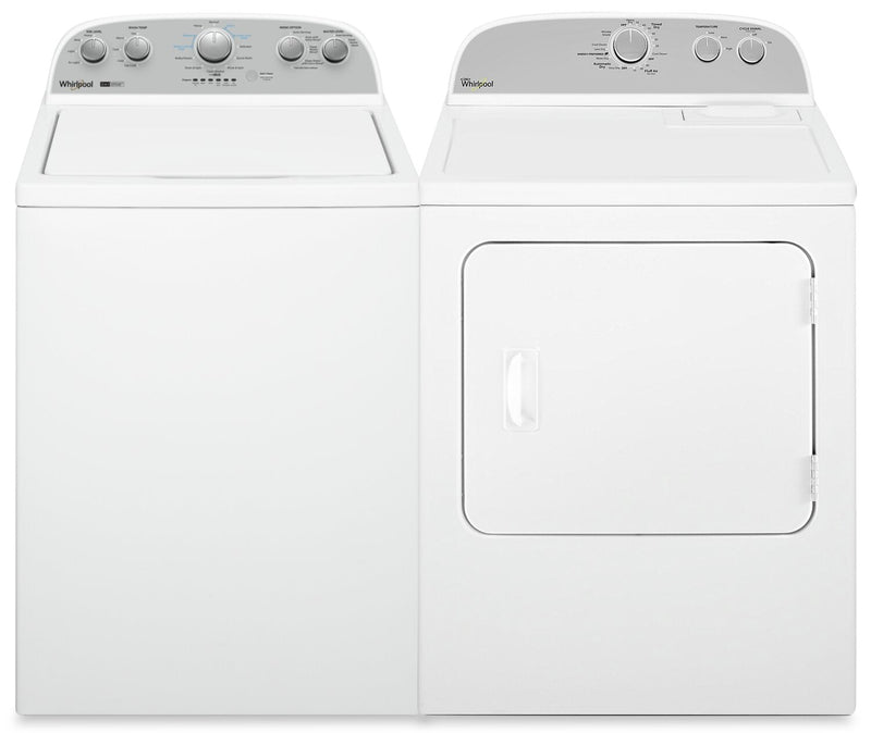 Whirlpool 4.4 Cu. Ft. Top-Load Washer with Removable Agitator and 7 Cu. Ft. Electric Dryer | Laveuse Whirlpool à chargement par le haut de 4,4 pi3 avec agitateur amovible et sécheuse électrique de 7 pi3 | WHTL495W