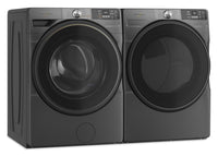 Whirlpool 5.2 Cu. Ft. Smart Front-Load Washer and 7.4 Cu. Ft. Electric Dryer - Volcano Black | Laveuse intelligente à chargement frontal de 5,2 pi³, sécheuse électrique de 7,4 pi³ de Whirlpool - noir volcan | WHFL57RU