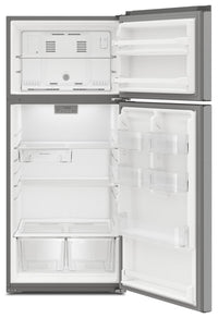 Whirlpool 28" 16.3 Cu. Ft. Top-Mount Refrigerator - Dolos Steel - WRTX5028PM | Réfrigérateur Whirlpool de 16,3 pi³ et de 28 po à congélateur supérieur - acier dolos - WRTX5028PM