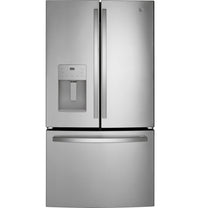 GE 25.6 Cu. Ft. French-Door Refrigerator with External Water Dispenser - GFE26JYMFS | Réfrigérateur GE de 25,6 pi³ à portes françaises avec distributeur d'eau externe – GFE26JYMFS | GFE26JYS